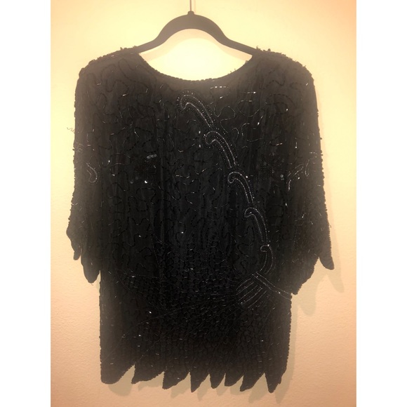 Vintage Good Star silk beaded top - Picture 2 of 4